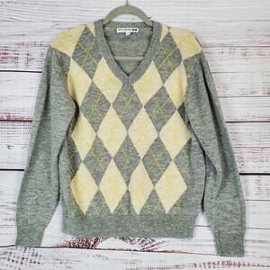 INES DE LA Fressange Paris Uniqlo Linen Cotton Argyle Sweater Grandpacore Slub M